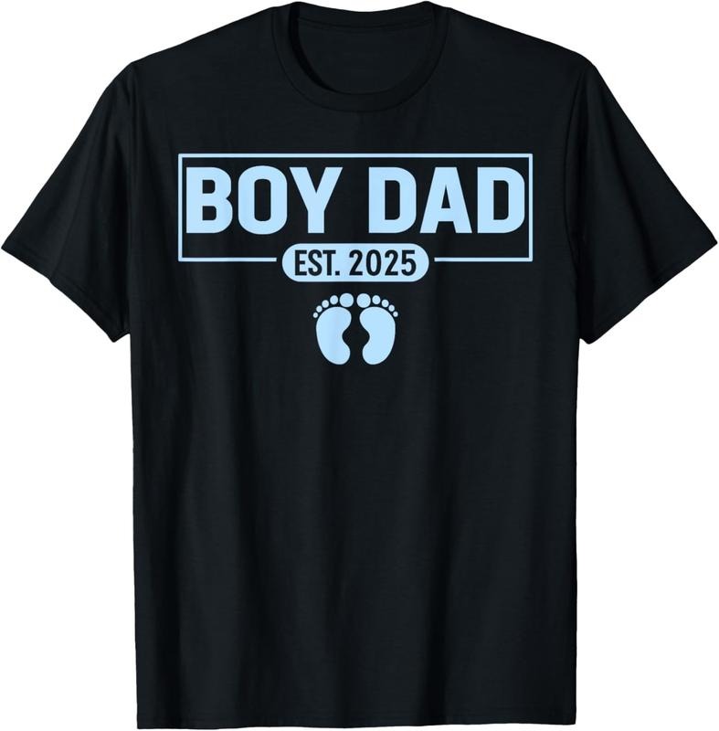 100% Cotton Men boy Dad Est 2025 Newborn Daddy Father  boy son T-Shirt