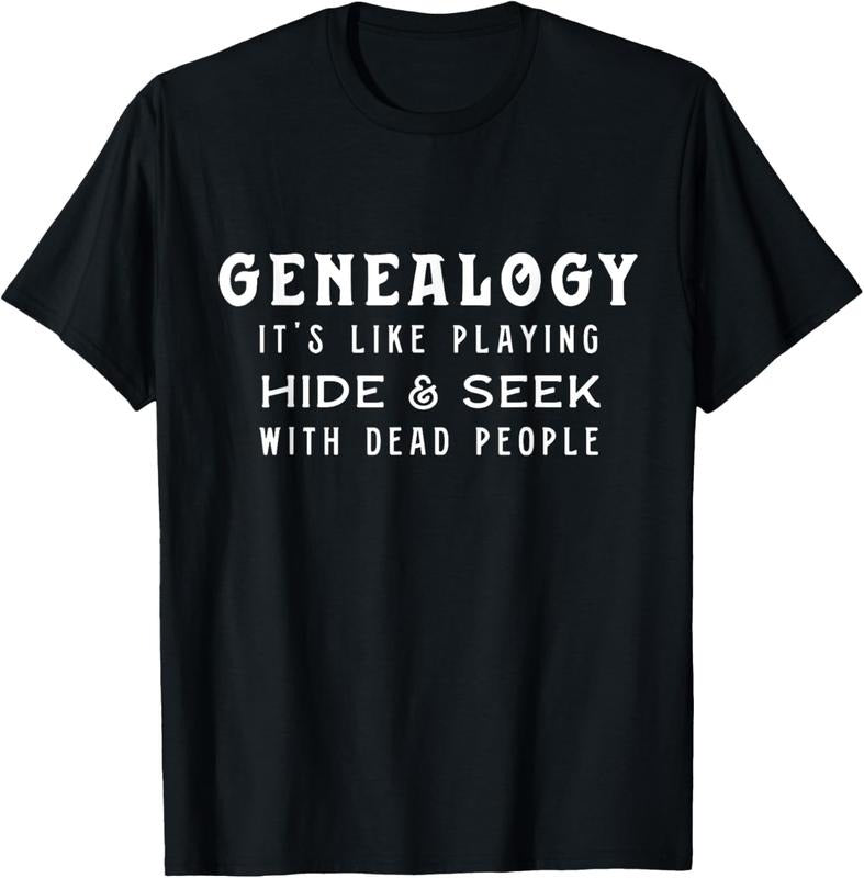 100% Cotton Men's Genealogy Shirt, playing hide & Seek, Genealogist gift T-Shirt
