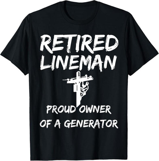 100% Cotton Mens Retired Lineman: Lineman Retirement Gift For Lineman Retire T-Shirt