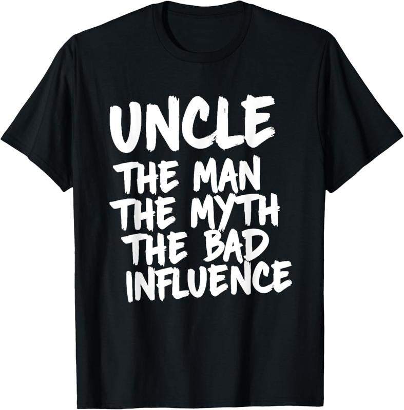 100% Cotton Mens Uncle The Man The Myth The Bad Influence White Funny T-Shirt