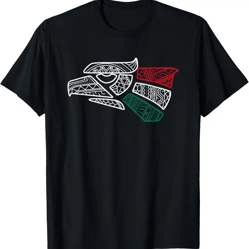 100% Cotton Mexico Flag - Mexican Eagle Aztec Style - Hecho En Mexico T-Shirt