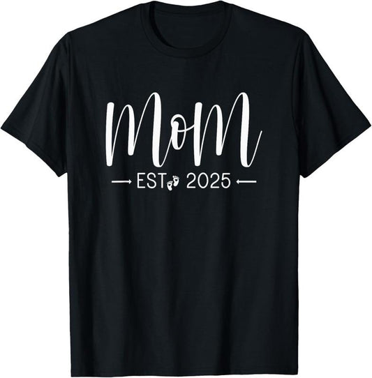 100% Cotton Mom Est 2025 New Mom and Dad Matching Mom To Be 2025 T-Shirt