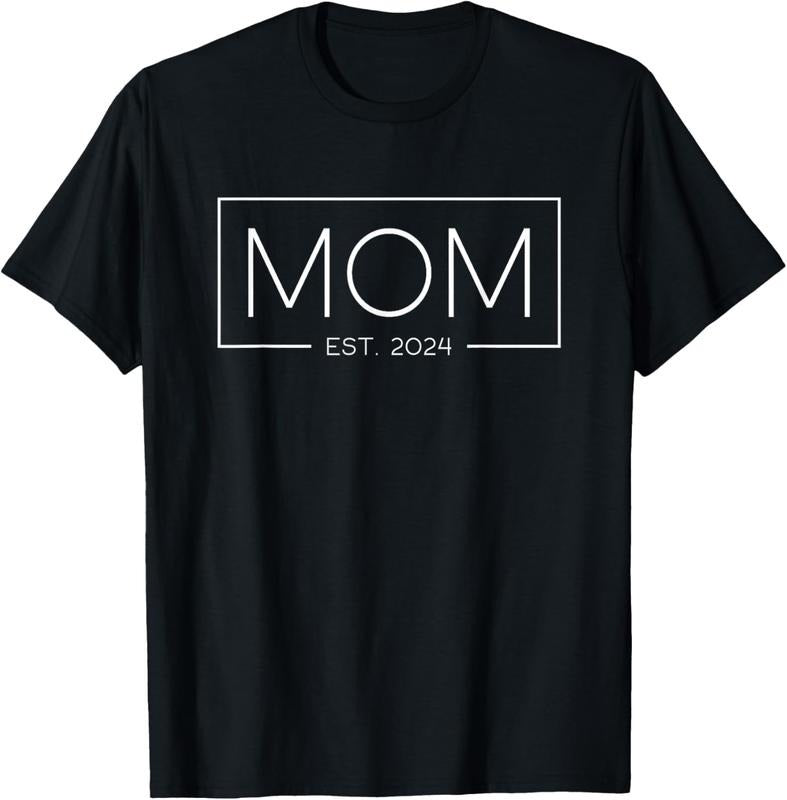 100% Cotton Mom Est. 2024 Expect  2024, Mother 2024 New Mom 2024 T-Shirt