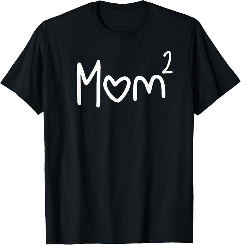 100% Cotton Mom Of Two Kid Mother Day Shirt Mom 2 Squared Mommy Shirt T-Shirt