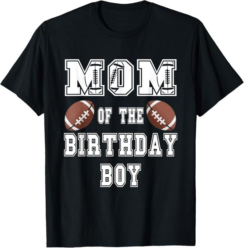 100% Cotton Mom of the Birthday Boy Football Lover Family Birthday T-Shirt