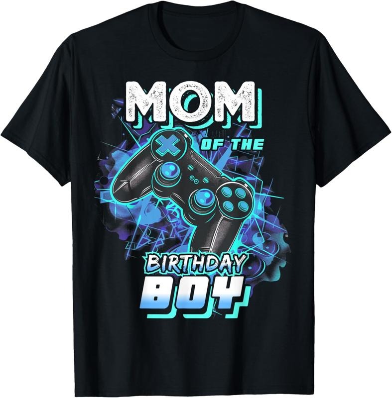 100% Cotton Mom of the Birthday Boy Matching Video Game Birthday Party T-Shirt