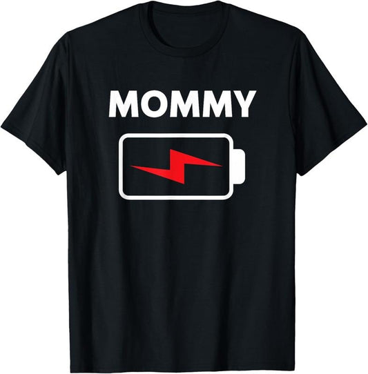 100% Cotton Mommy Shirt Women Battery Low Funny Family Matching T-Shirt