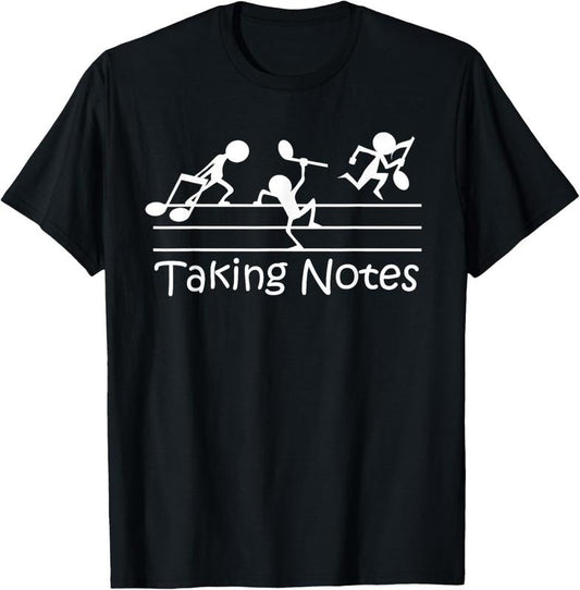 100% Cotton Musical Taking Notes Music Lovers Vintage Teachers Funny T-Shirt