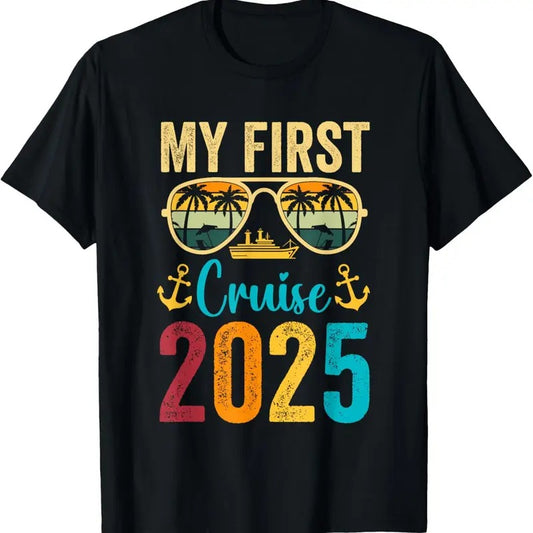 100% Cotton My First 2025 Cruise Trip  Vacation Matching Family Ship T-Shirt
