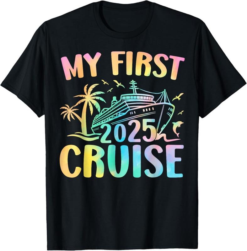 100% Cotton My First Cruise 2025 Cruising Ship Vacation Travel Trip T-Shirt