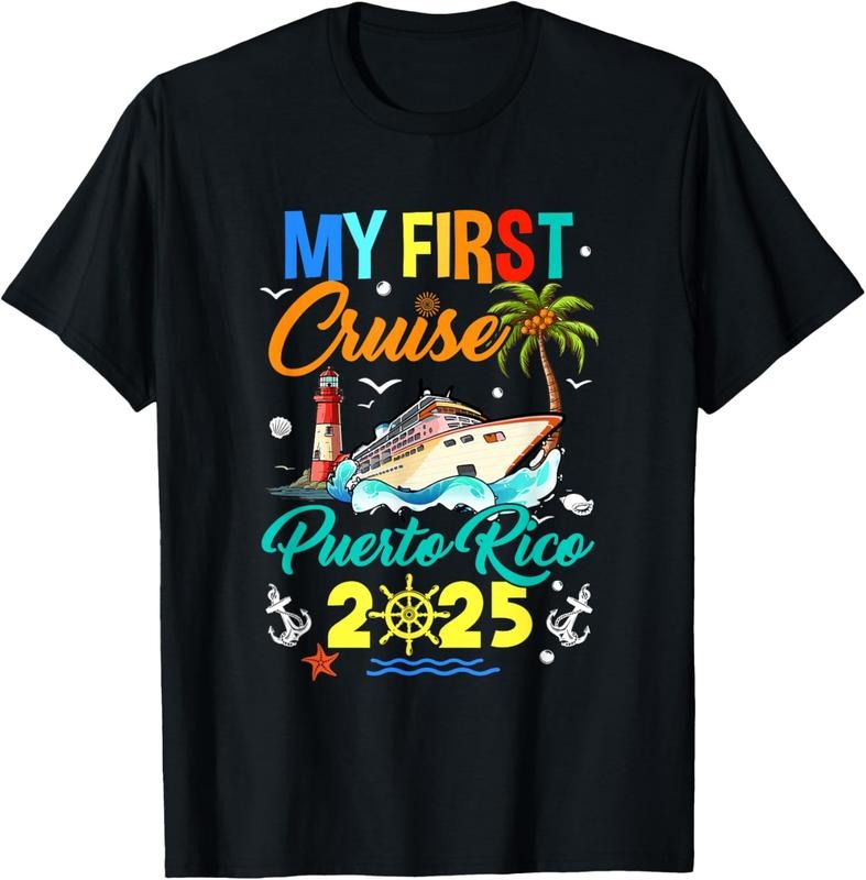 100% Cotton My First Cruise Puerto Rico 2025 Family Matching Vacation T-Shirt