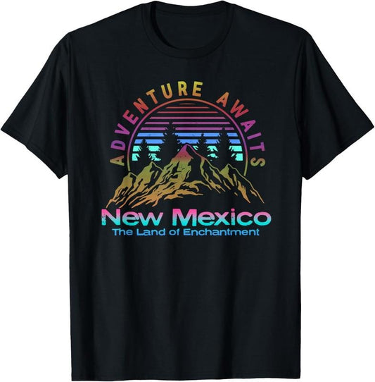 100% Cotton New Mexico State Retro Vintage Outdoors & NM Mountains T-Shirt