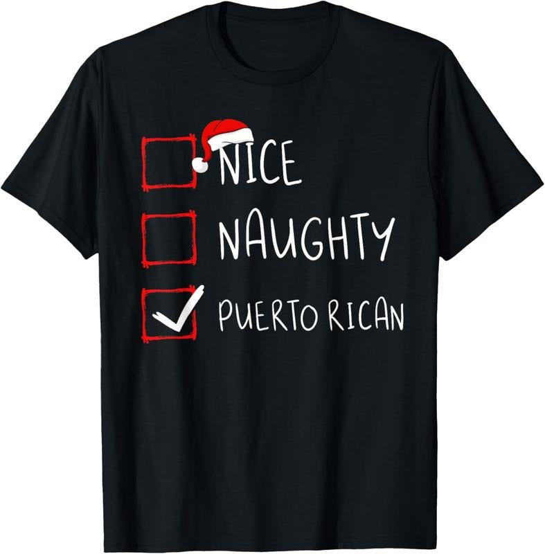 100% Cotton Nice Naughty Puerto Rican Christmas Puerto Rico Heritage T-Shirt