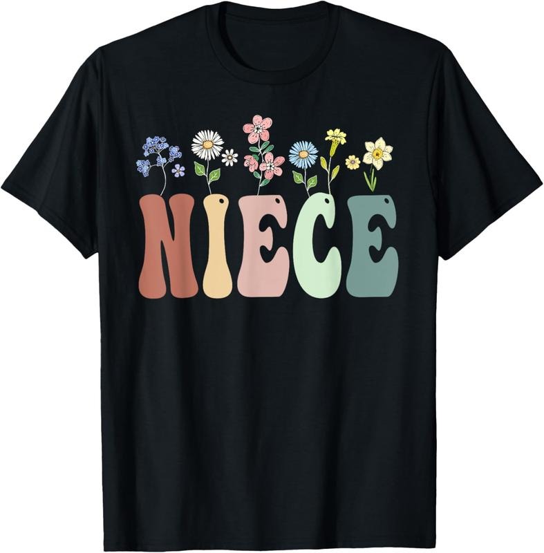 100% Cotton Niece Gifts Women Wildflower Floral Design Niece T-Shirt