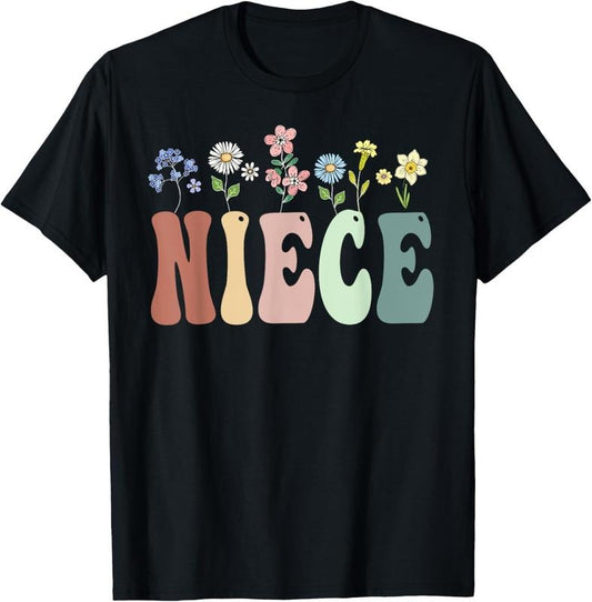 100% Cotton Niece Gifts Women Wildflower Floral Design Niece T-Shirt