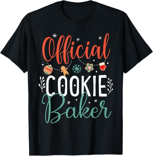 100% Cotton Official Cookie Baker Funny Christmas Couples Matching T-Shirt