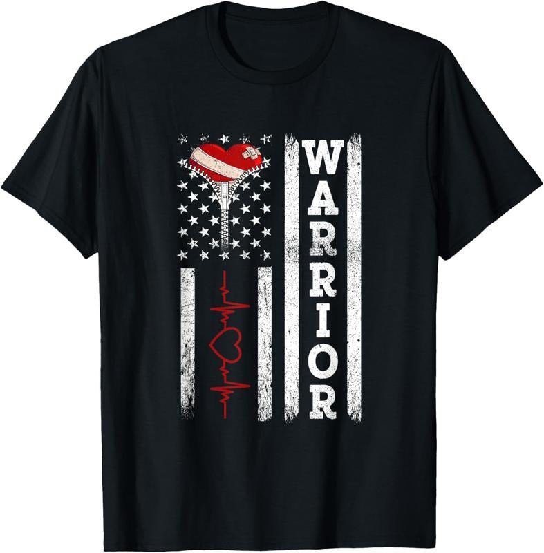 100% Cotton Open Heart Surgery Warrior Gift For Heart Patients Survivor T-Shirt