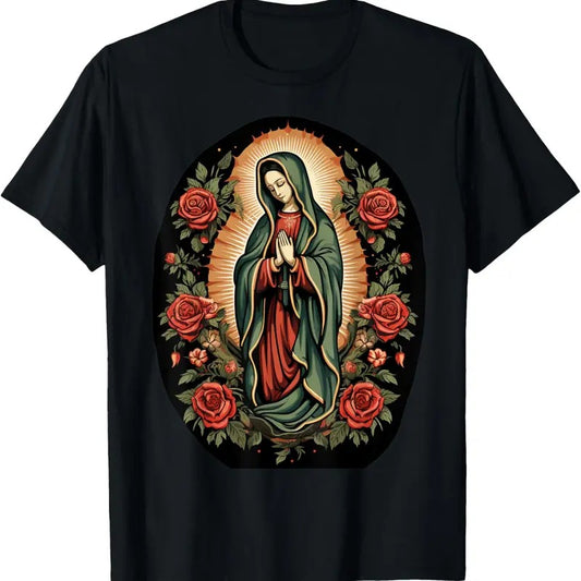 100% Cotton Our Lady of Guadalupe Sant Mary For Christians, Catholics T-Shirt