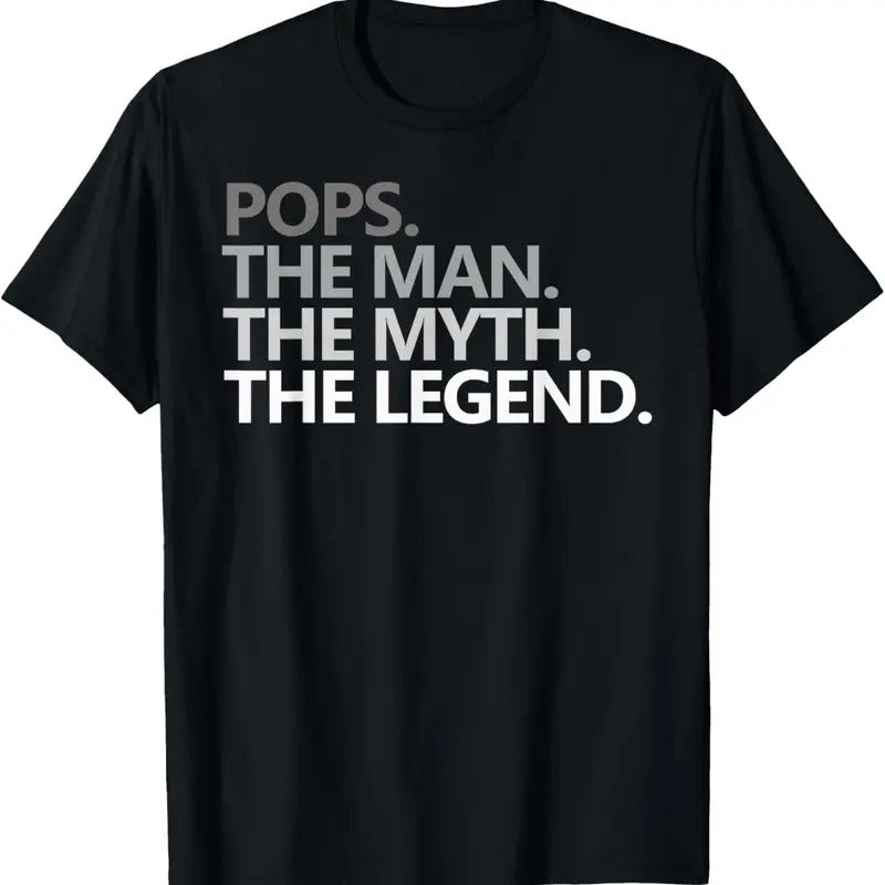 100% Cotton POPS THE MAN THE MYTH THE LEGEND Father's Day Gift Grandpa T-Shirt
