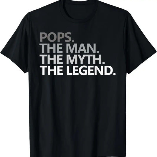 100% Cotton POPS THE MAN THE MYTH THE LEGEND Father's Day Gift Grandpa T-Shirt