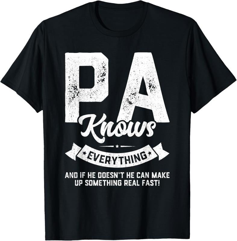 100% Cotton Pa Knows Everything Shirt 60th Gift Funny Father's Day T-Shirt