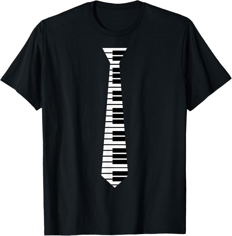 100% Cotton Piano Neck Tie Funny Humorous Keyboard Music Player Fun Gift T-Shirt