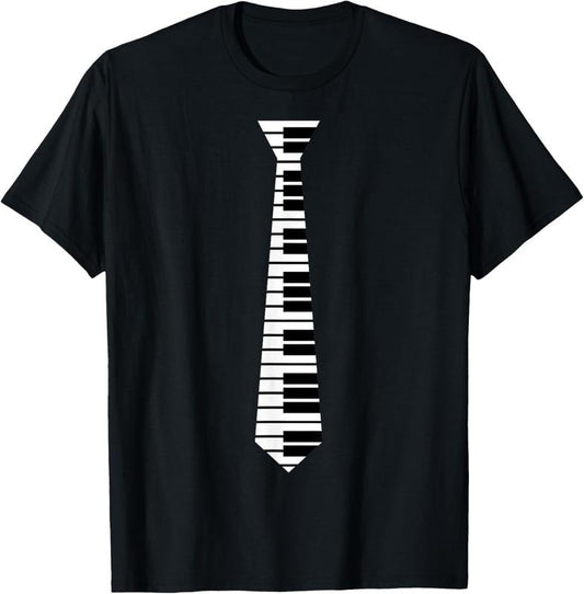 100% Cotton Piano Neck Tie Funny Humorous Keyboard Music Player Fun Gift T-Shirt