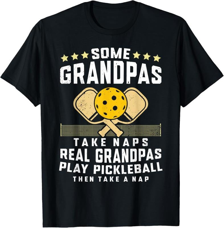 100% Cotton Pickleball Design For Men Grandpa Funny Pickleball Player T-Shirt