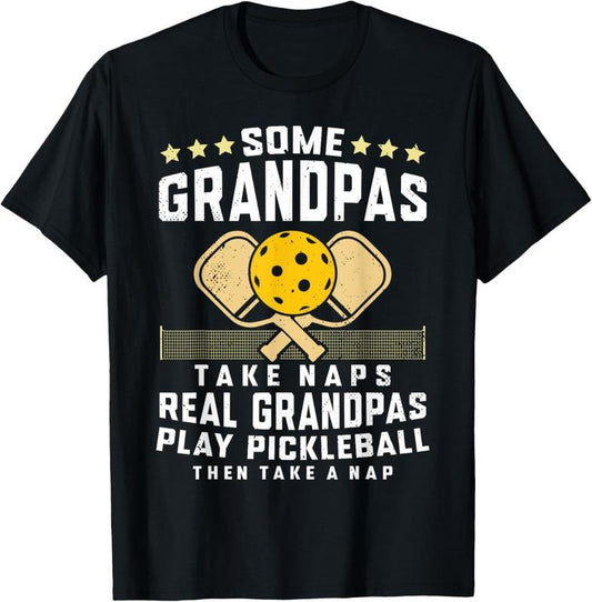 100% Cotton Pickleball Design For Men Grandpa Funny Pickleball Player T-Shirt