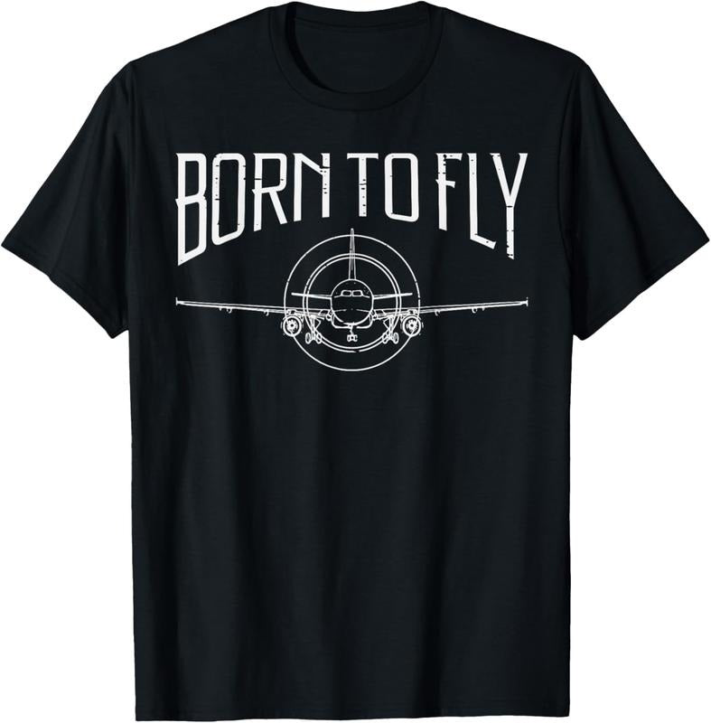 100% Cotton Pilot Born To Fly Airplane Aviation Aviator Men Women T-Shirt
