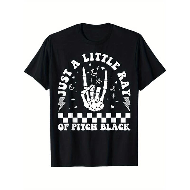 100% Cotton Pitch Black Goth Halloween Gothic Witch T-Shirt, S-XXXL, Gift for Men Women Dad Mom Friends, Just A Little Ray Of, Black made in usa