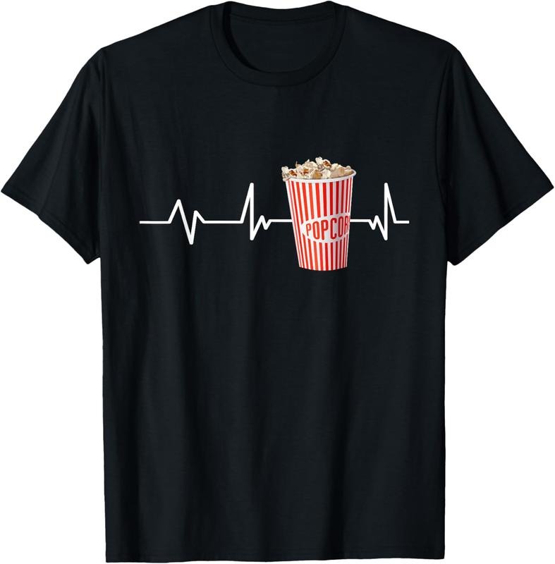 100% Cotton Popcorn Heartbeat Popcorn Gift Popcorn T-Shirt