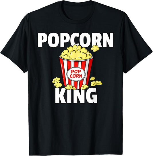 100% Cotton Popcorn King Cinema Movie Snack T-Shirt