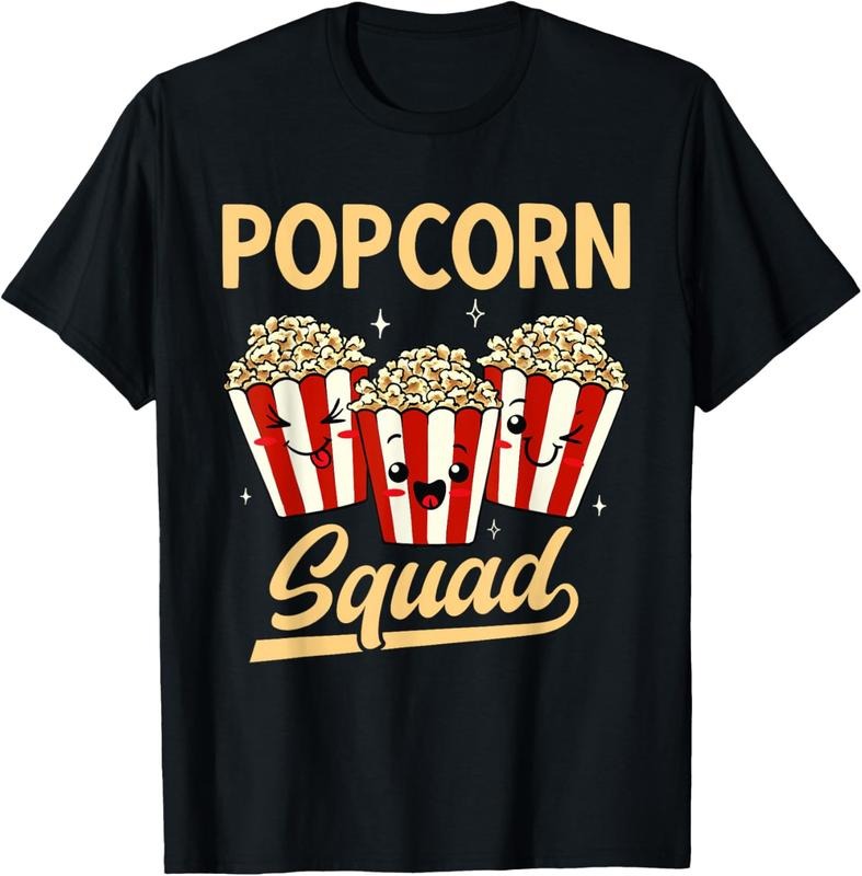100% Cotton Popcorn Squad Movie Night Snack Popcorn T-Shirt