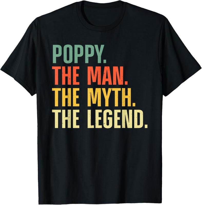 100% Cotton Poppy Design For Grandpa Grandfather From Grandkids Poppy T-Shirt