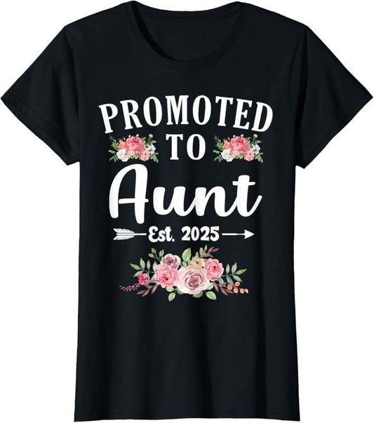100% Cotton Promoted To Aunt 2025 Pregnancy Announcement Gifts for Aunt T-Shirt