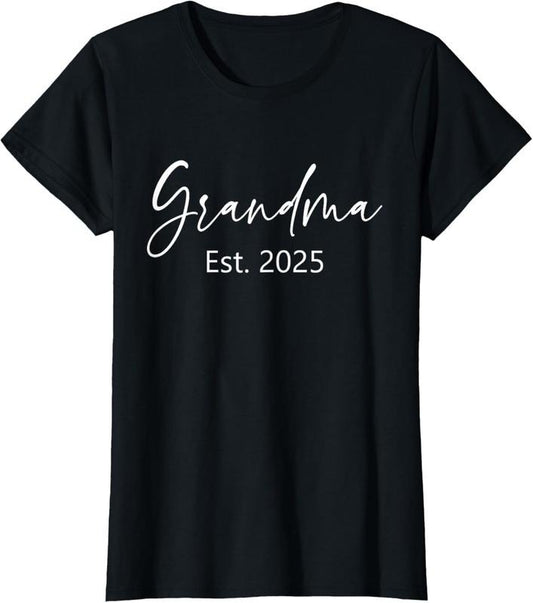 100% Cotton Promoted To Grandma 2025, Grandma Est 2025 T-Shirt