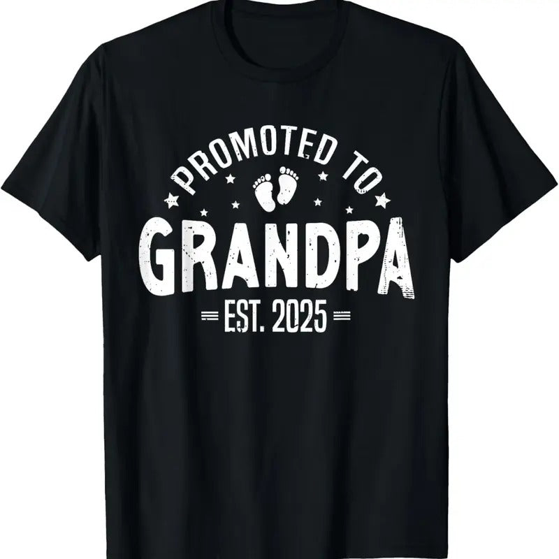 100% Cotton Promoted To Grandpa 2025 Grandpa est 2025 Soon To Be Grandpa T-Shirt