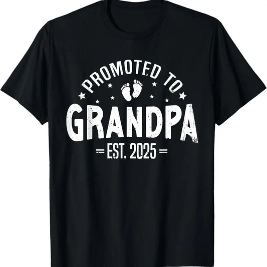 100% Cotton Promoted To Grandpa 2025 Grandpa est 2025 Soon To Be Grandpa T-Shirt