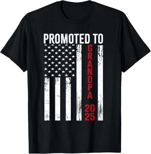 100% Cotton Promoted To Grandpa 2025 Pregnancy Announcement Grandad T-Shirt