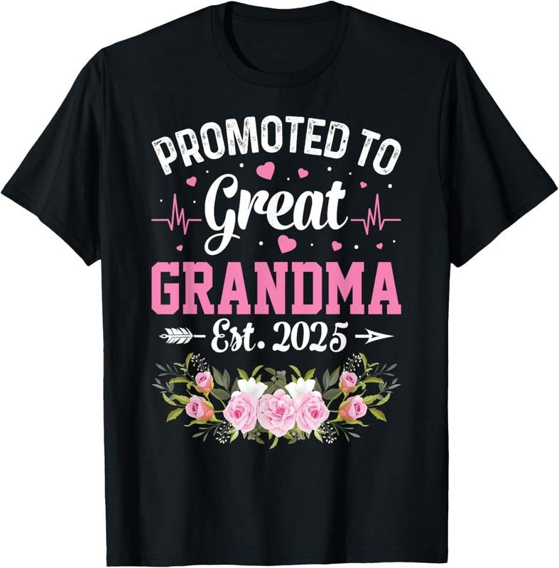 100% Cotton Promoted To Great Grandma Est 2025 First Time New Grandma T-Shirt