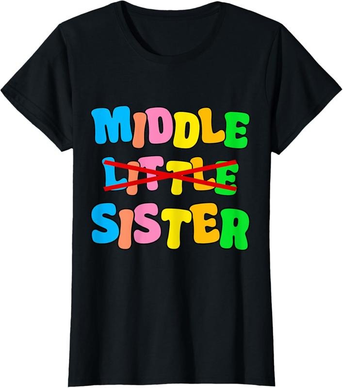 100% Cotton Promoted To Middle Sister  Announcement Funny Gifts T-Shirt