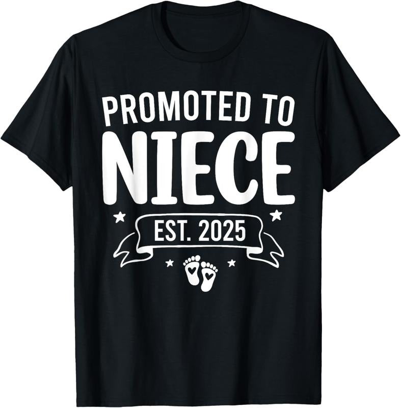 100% Cotton Promoted To Niece Est 2025 Niece Baby Announcement T-Shirt