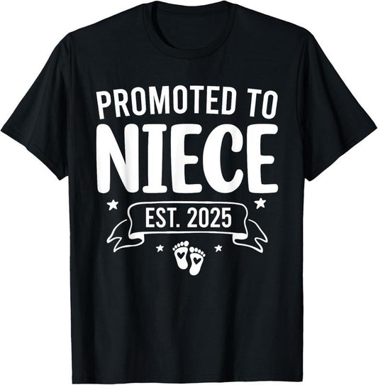 100% Cotton Promoted To Niece Est 2025 Niece Baby Announcement T-Shirt