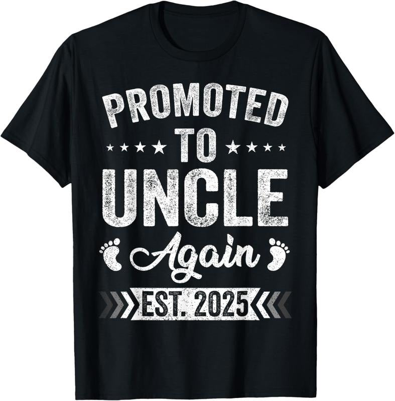 100% Cotton Promoted To Uncle Again Est 2025 Announcement T-Shirt