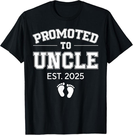 100% Cotton Promoted To Uncle Est 2025 Uncle To Be Gifts 1St Time Uncle T-Shirt