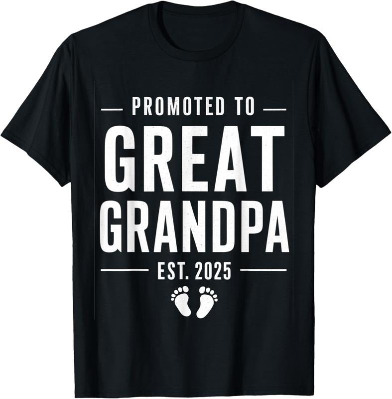100% Cotton Promoted to Great Grandpa 2025 Soon To Be Greats Grandpa T-Shirt
