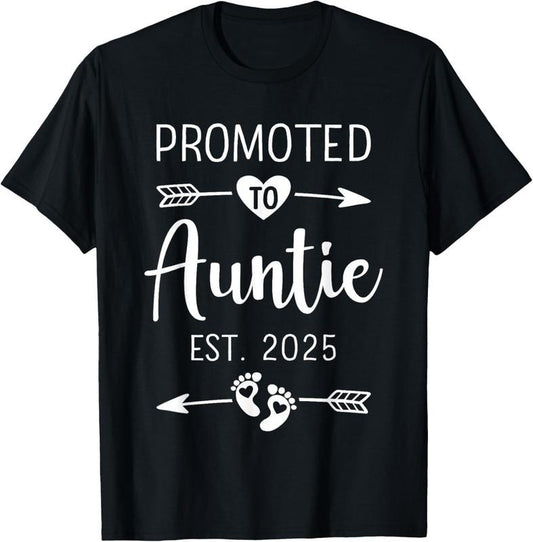 100% Cotton Promoted to auntie 2025 aunt pregnancy announcement T-Shirt