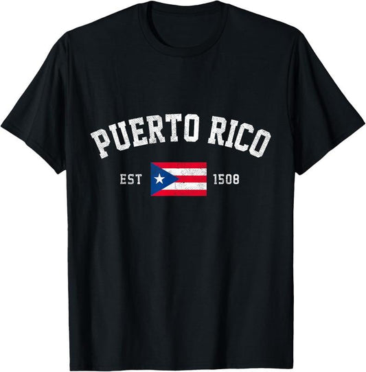 100% Cotton Puerto Rico Est. 1508 Puerto Rican Flag Independence Day T-Shirt
