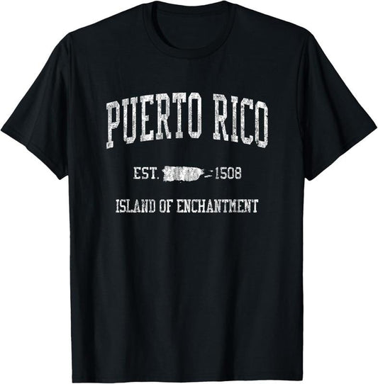 100% Cotton Puerto Rico T-Shirt Vintage Sports Design Puerto Rican Tee T-Shirt